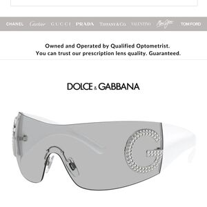 Dolce & Gabbana Shield Sunglasses in Gray and White with Crystal G Logo
